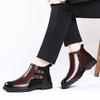 One Pedal Men's Shoes Winter Chelsea Boots Men's Leather Business Pointed Wool Cotton Shoes Dress Fur Shoes Men's