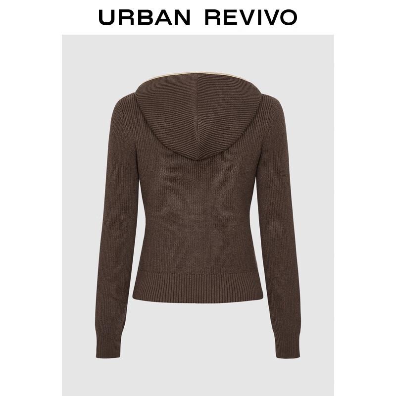 

Женский трикотажный кардиган на молнии с капюшоном и цветными блоками UR XL