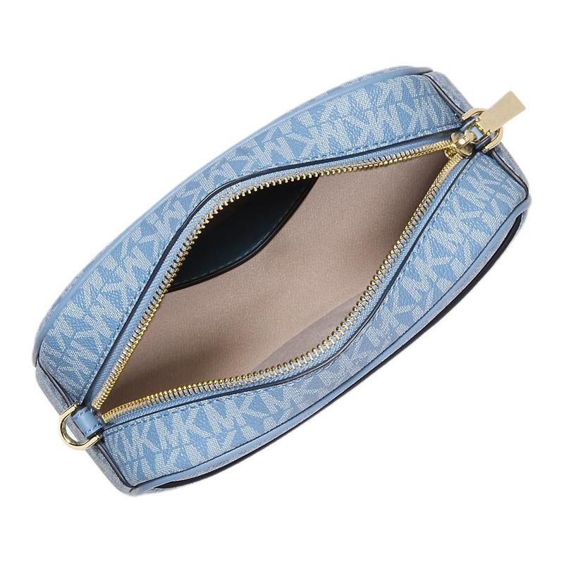 Michael Kors Jet Set Logo Classic Coated Canvas Shoulder Bag Small Women's Blue