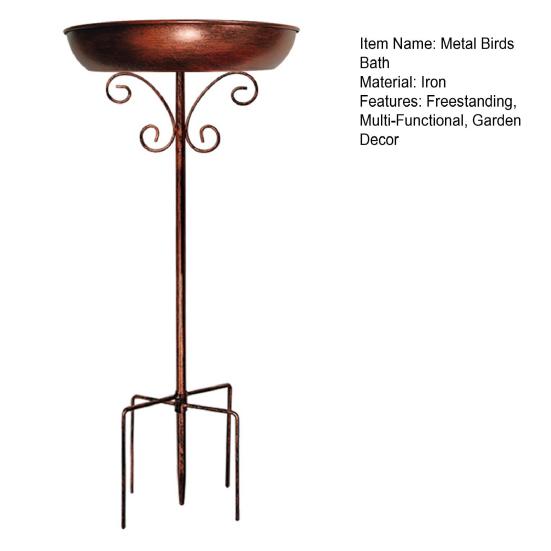 Μεταλλικό μπάνιο πουλιών για εξωτερικό χώρο, ανεξάρτητο μπολ ταΐστρας πουλιών 30" με πασσάλους, εξωτερικό μπάνιο πουλιών για διακόσμηση κήπου και αυλής