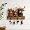 Dark Aesthetic Wall Art Halloween Entryway Key Holder with 4 Hooks Wooden Hanging Sign Mount Rack for Keys Bags And Leashes Home Organizer Mudroom
