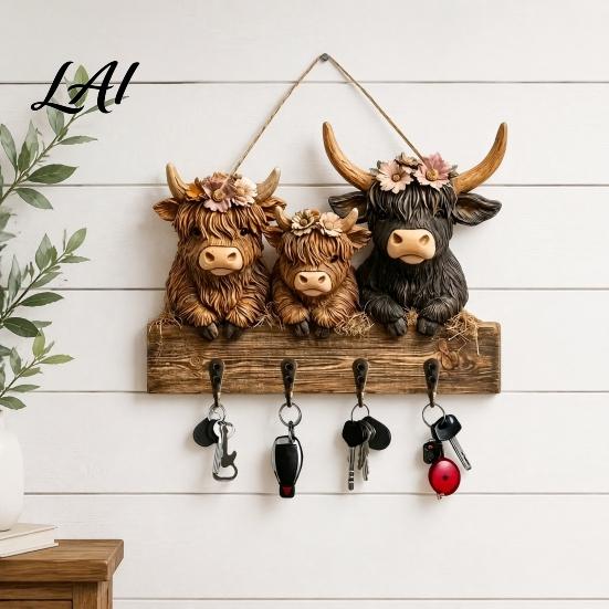 Dark Aesthetic Wall Art Halloween Entryway Key Holder with 4 Hooks Wooden Hanging Sign Mount Rack for Keys Bags And Leashes Home Organizer Mudroom