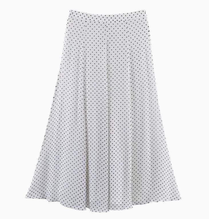 

Polka Dot Bow Tie Shirt & Long Skirt - European & American Women s Fashion Medium