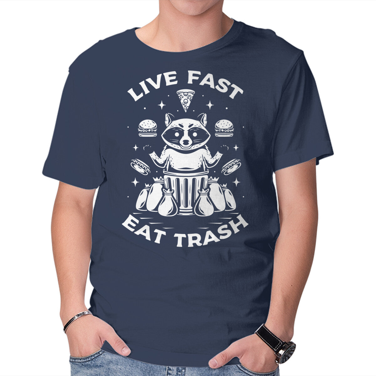 Unisex Crew Neck T-Shirt And Eat Trash Graphic Short Sleeve Casual Tee XXXL