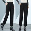 High-Waisted Corduroy Mom Pants with Velvet, Plus Size, for Middle-Aged & Elderly Women, Loose Straight-Leg Cropped Fit