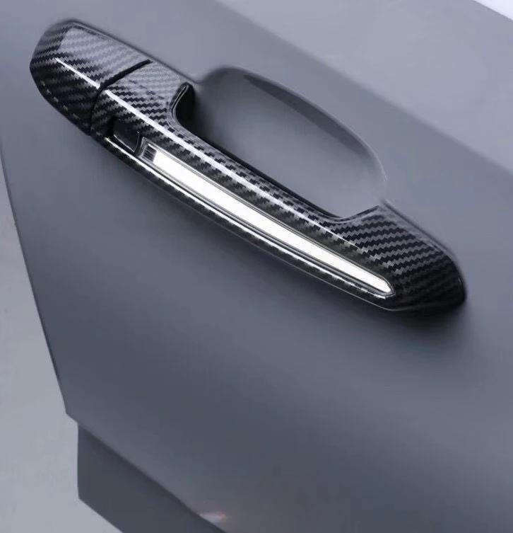 Glossy Black Carbon Fiber Siver Car Door Handle Cover Trim Sticker Styling Accessories For Cadillac XT4 XT5 XT6 CT6 ATS CT5