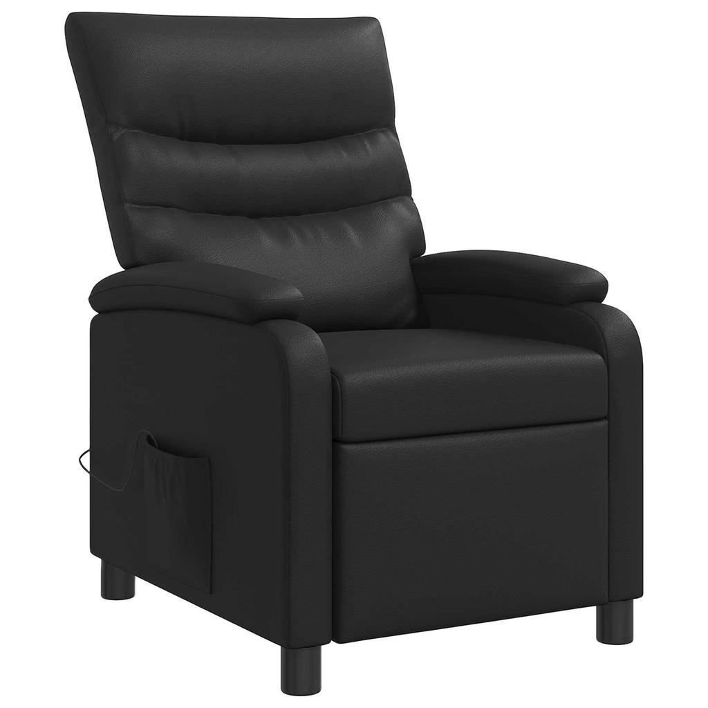 Massage Recliner Chair Black Faux Leather