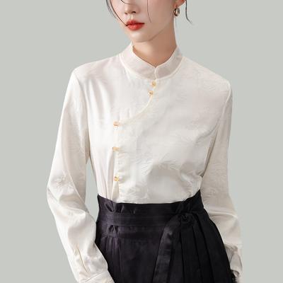New Chinese Button Top for Women New Women's High-end Buttons for Chinese Style Stand-up Collar Shirt
