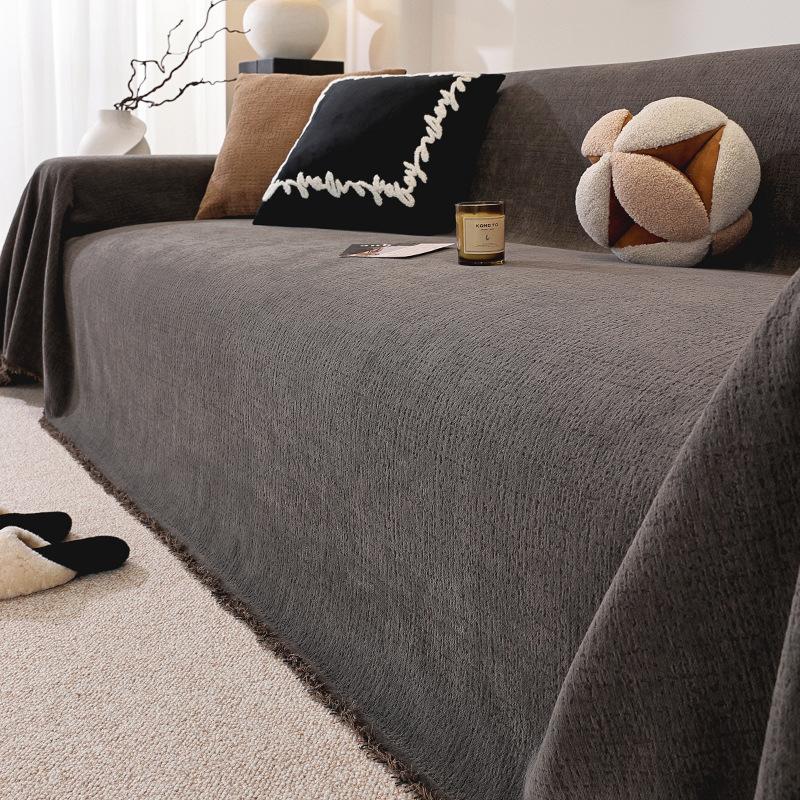 Retro Solid Color Sofa Towel Universal In All Seasons Chenier Non-slip and Anti-cat Scratch All-inclusive Universal Sofa Cover Cloth Cover