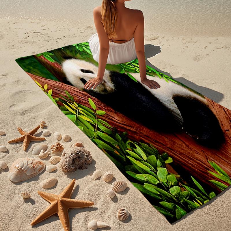 Panda In Floral Paradise Beach Towel, Super Soft Microfiber, Gift for Her/Him, Birthday, for Pool, Beach, Travel, Home Decor Fan gifts