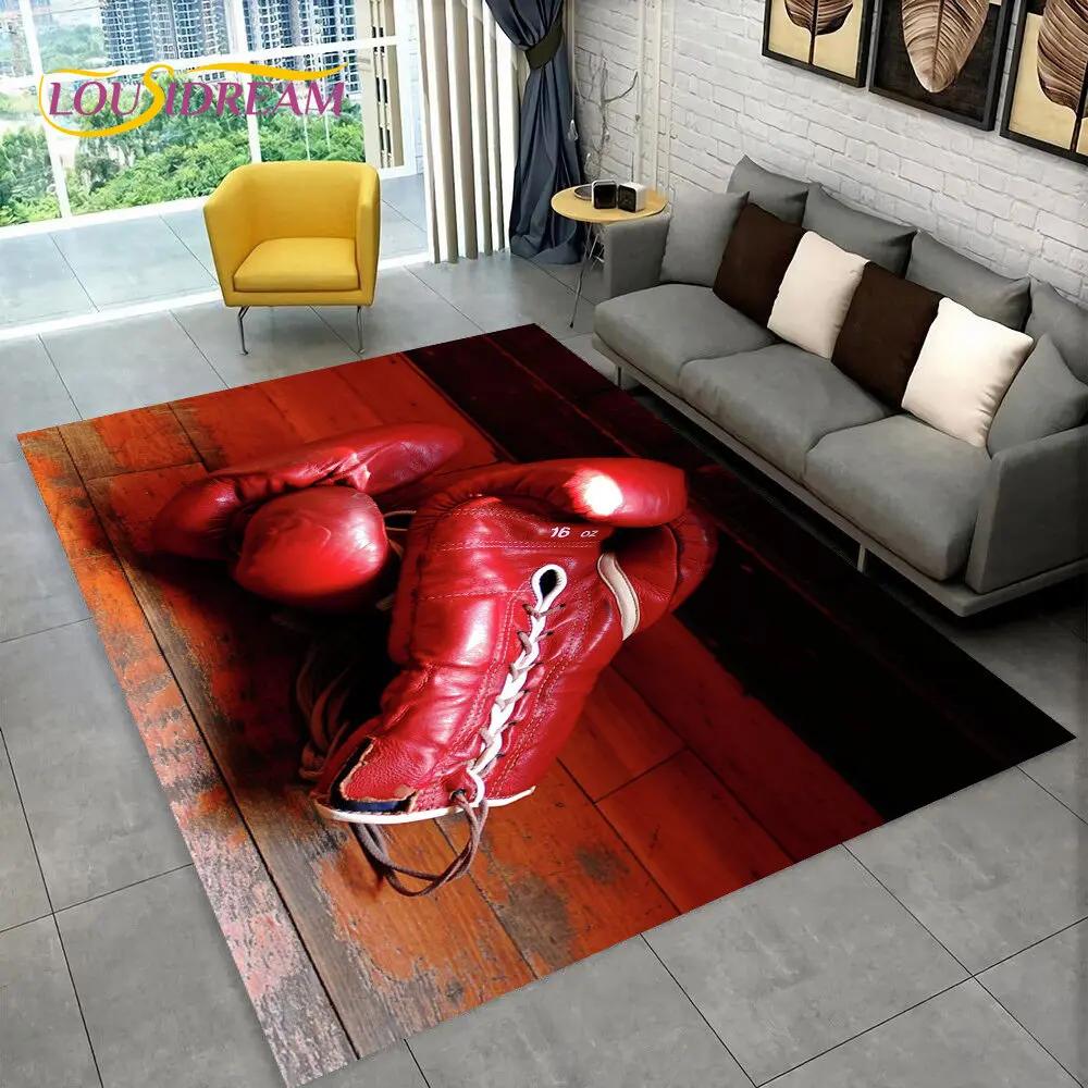 3D Boxing Gloves Boxer Fight Area Rug Large,Carpet Rug for Living Room Bedroom Sofa Doormat Decoration,kids Non-slip Floor Mat