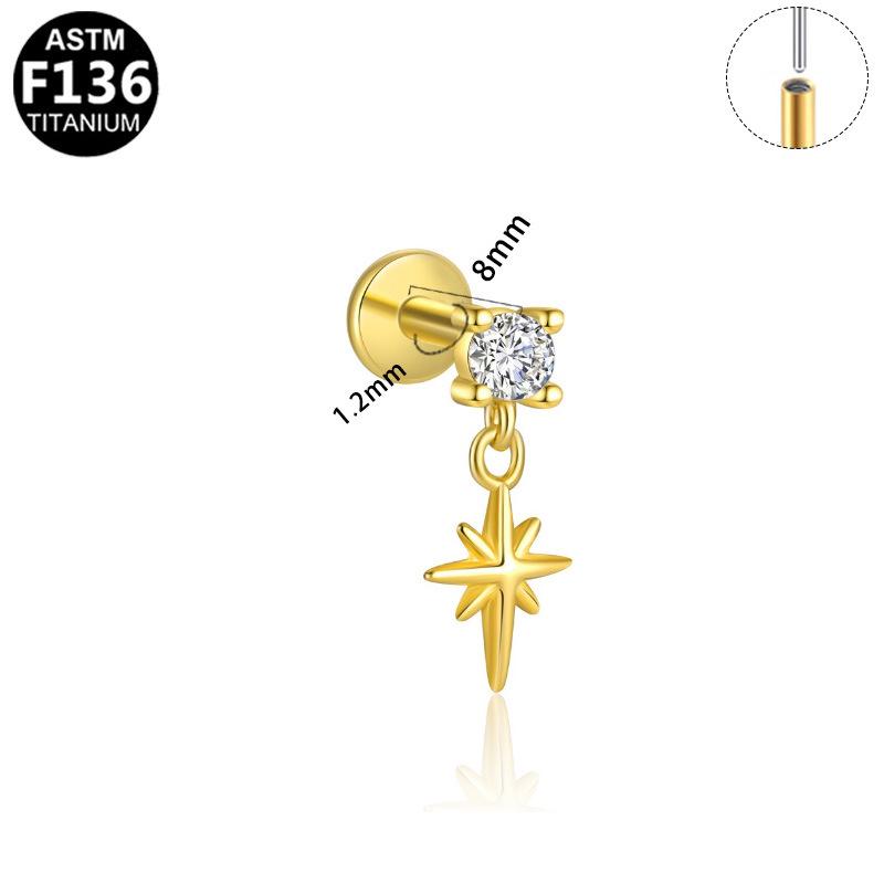 Titanium Geometric Star Stud Earrings - Trendy, Cool, High-End Feel for Cartilage Piercing