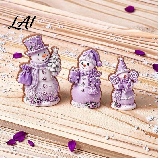 Wooden Snowman Ornaments 3PCS Christmas Ornaments Decorative Cute Festive Figures Creative Seasonal High-definition Printing Crafts for Holiday