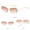 Rimless Cat Eye Sunglasses Women Fashion Trendy Eyewear