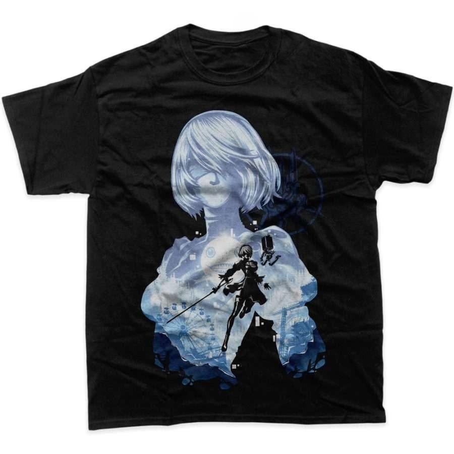 NieR Automata 2B Summer T-shirt with Realistic Print, Unisex, Oversize, Streetwear, Cotton, Short Sleeve, Casual, for Men and