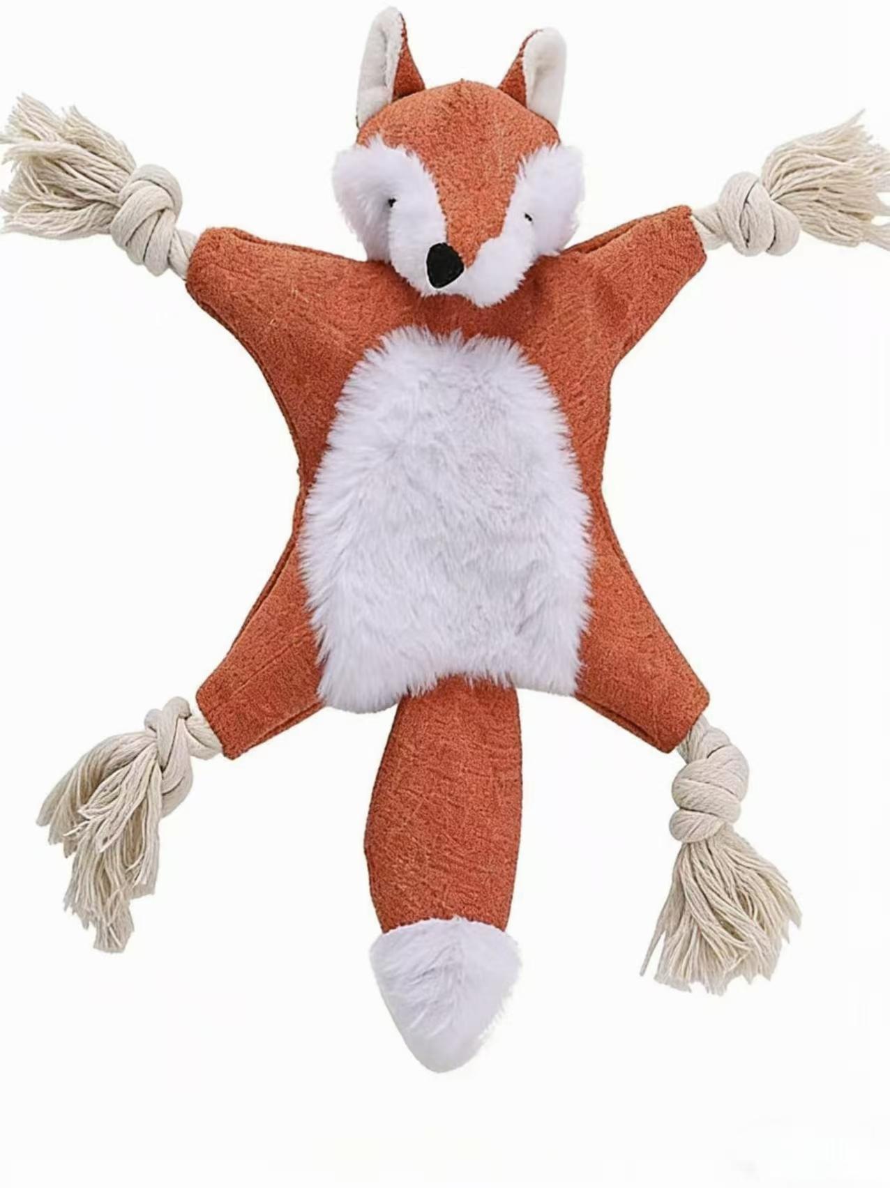 

Squeaky Dog Plush Toys Squirrel Fox Shape Chew Toys with Cotton Rope Durable Bite-Resistant Pet Teeth Cleaning Toys
