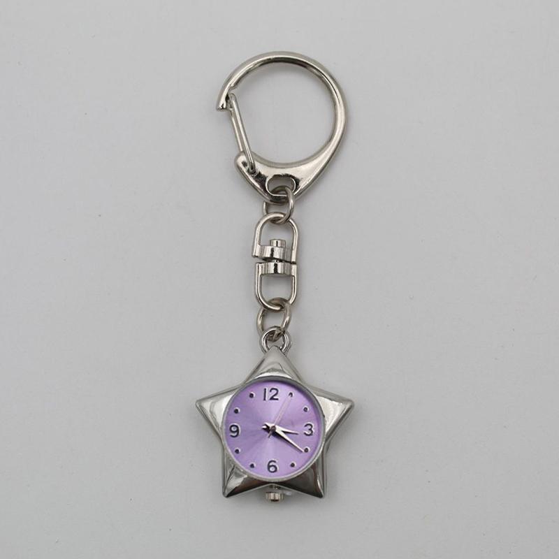Star Pocket Watch Clock Keychain Zinc Alloy Trinkets Bag Charms Original Design Creative Pendant