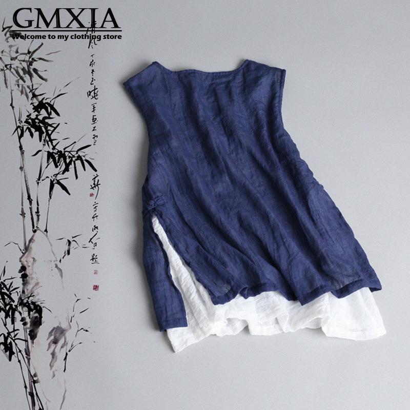 GMXIA Women's Fashion Casual Leisure Solid Color Print Sleeveless O Neck Blouses & Shirts