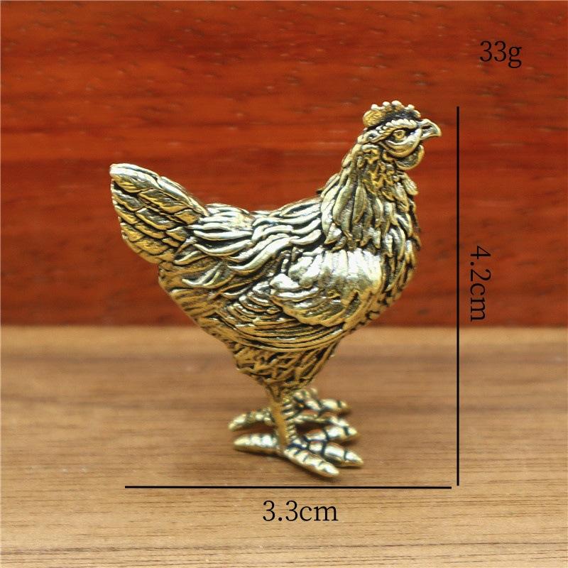 Brass Rooster Statue Vintage Collection Animal Sculpture Lucky Cock Statue Living Room TV Cabinet Figurines Chinese Decorations