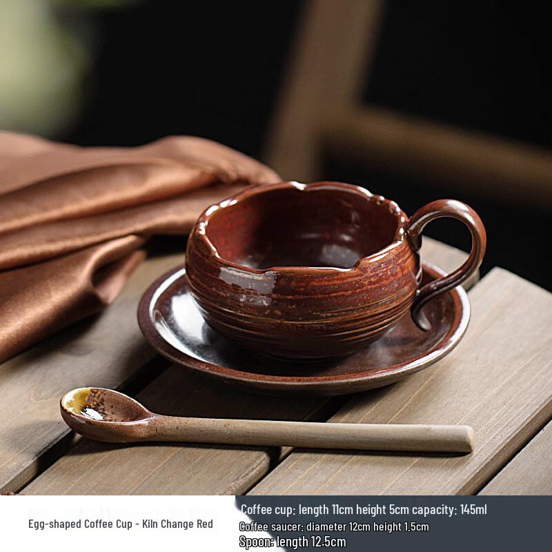 Retro Keramik Kaffeebecher und Untertasse Set