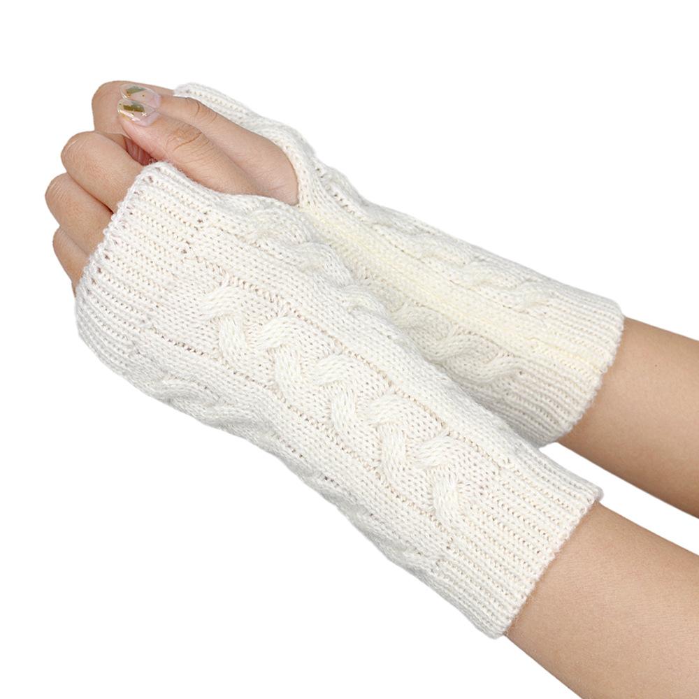 New Winter Warm Gloves Knitted Half Finger Short Gloves Wristband Finger Cuff Fashion White Warm Gloves
