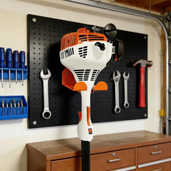 Nástěnný držák na zahradní elektrické nářadí Pevný kovový závěs na stěnu kůlny/garáže Držák organizér pro zahradní nůžky, košťata, lopaty, sekačku na trávu