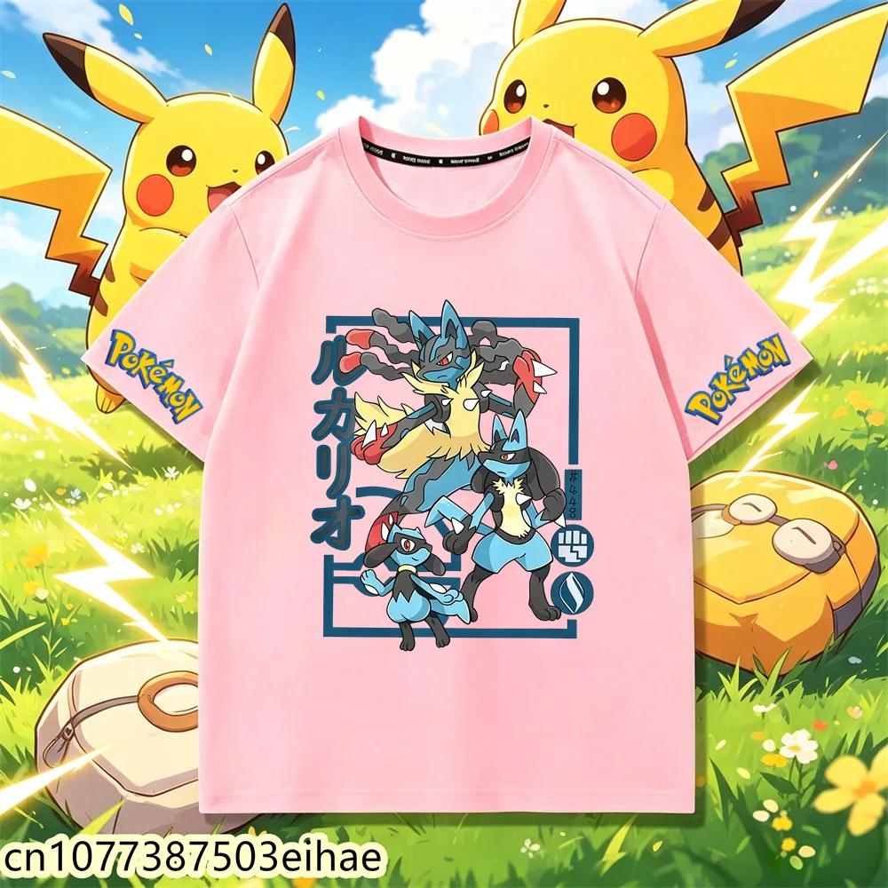 Cartoon Pokémon Kawaii Fashion T-Shirt 2026 New Street Wear, Casual Summer Crew Neck Tees Suitable For Boys Girls Aged 3-14