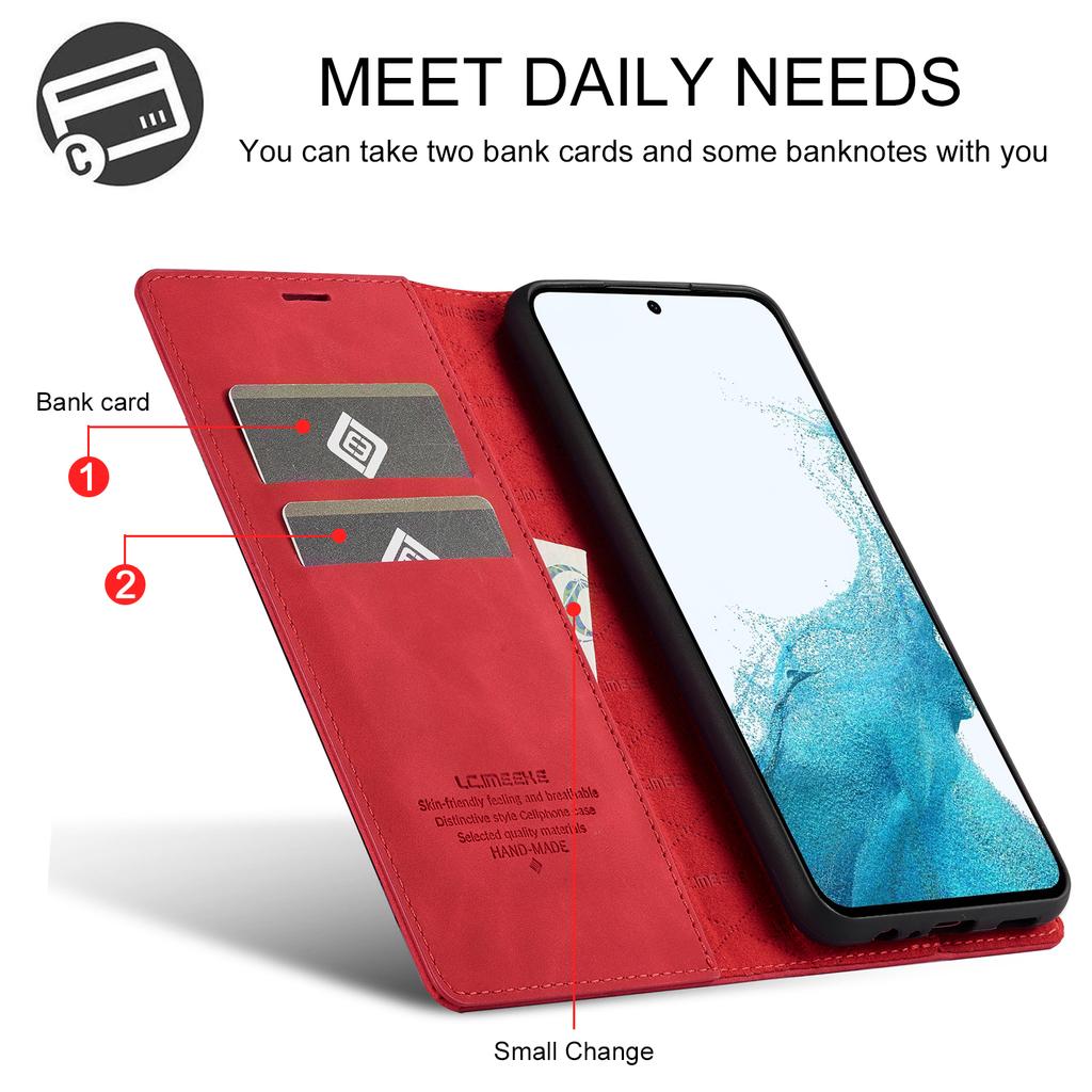 LC.IMEEKE Magnetic Closure Phone Case For Samsung Galaxy A14 4G/5G,PU Leather Cell Phone Cover Wallet Stand