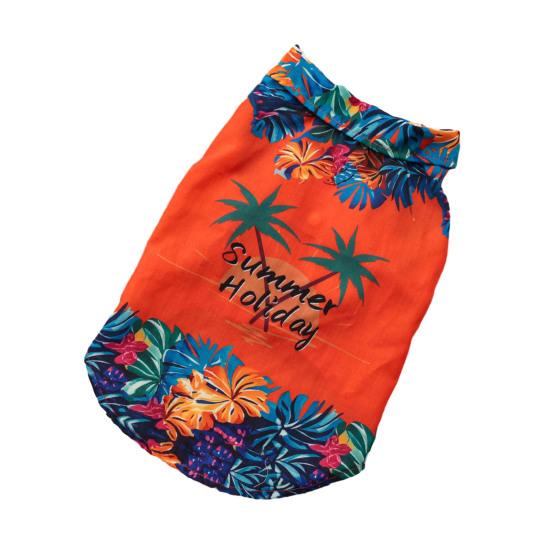 

Футболка для собак Hawaii Dog Shirt, летняя футболка с цветочным принтом для домашних животных, дышащая одежда для собак, пляжная толстовка для щенков на берегу моря для маленьких и средних собак и кошек M оранжевый
