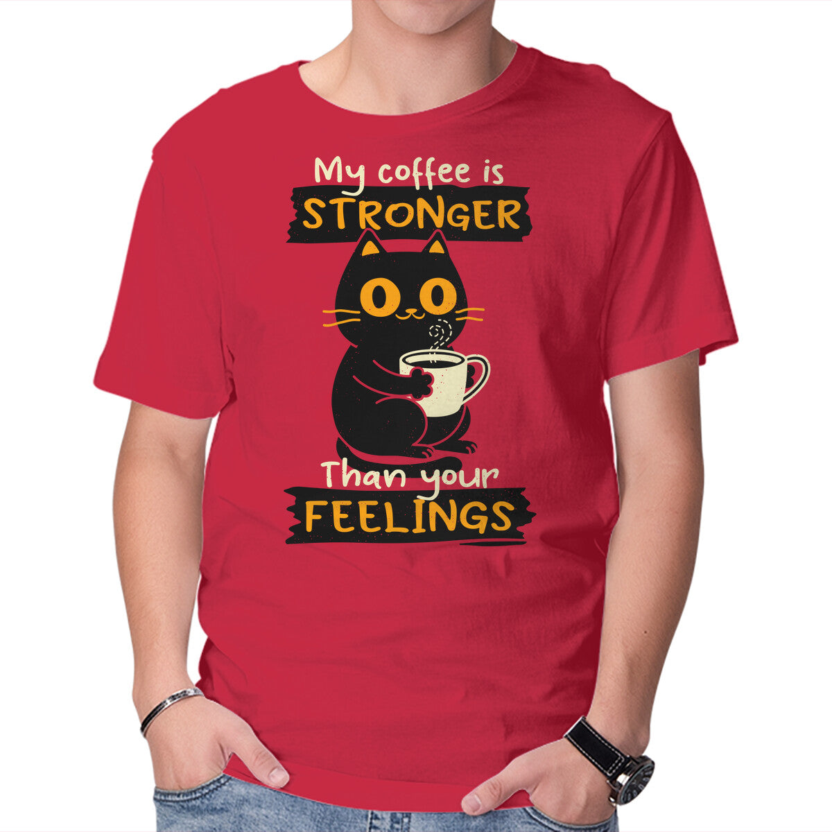 Unisex Crew Neck T-Shirt Stronger Than Your Feelings Graphic Short Sleeve Casual Tee M