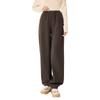 Xiangying Women's Fleece-Lined Maillard Coffee Wide-Leg Pants