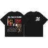Camisetas Gráficas de Rapper 21 Savage Unisex Unisex Hip Hop Vintage de Manga Corta Camisetas de Verano Casual Moda Camiseta Holgada Streetwear