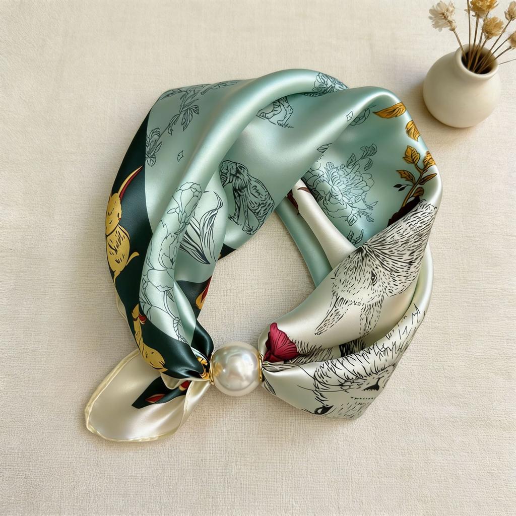Sciarpe alla Moda con Fibbia Magnetica di Perle per Donna, Chic, con Pois, Stampa Leopardo, Corta, Setosa, Collane Choker Eleganti, Regalo per Signore