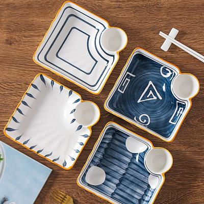 Japanese Dumpling Plate Ceramic  Sushi  Dip with Small Dish Restaurant Western  Tableware  Serving Dishes