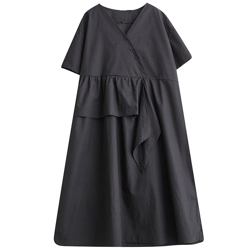 Krótki rękaw Plus rozmiar Bawełna vintage nowe sukienki dla kobiet swobodna luźna długa letnia sukienka