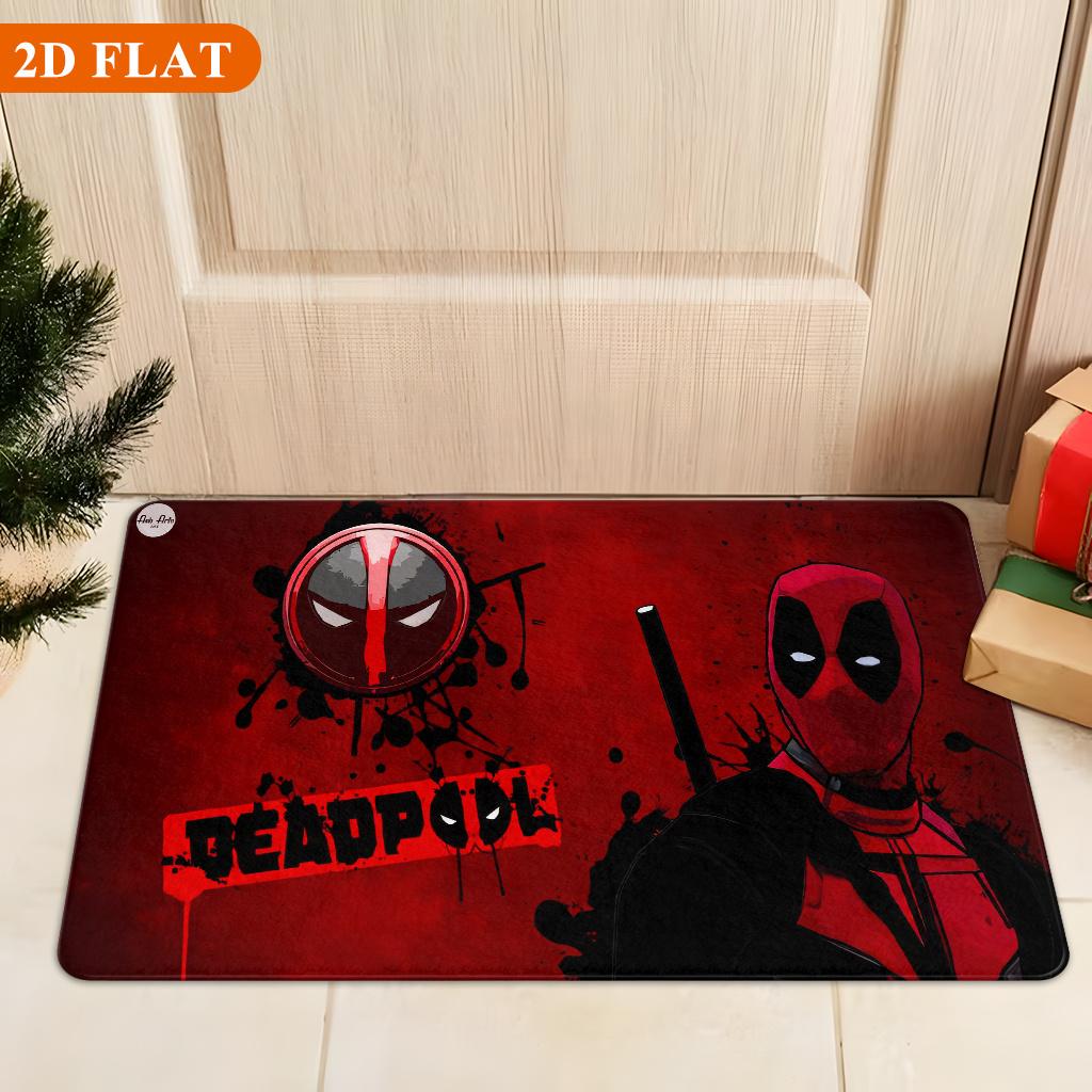 1pc MARVEL Deadpool Bath Mat & Rug Suitable for Bathroom, Non-Slip Large with Iconic Deadpool Poster, Machine Washable Flannel