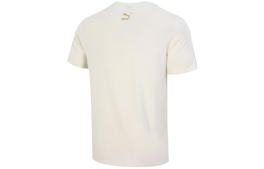 PUMA T Shirts Men's Ecru Crew Neck Moderate Straight Fit 534147-73