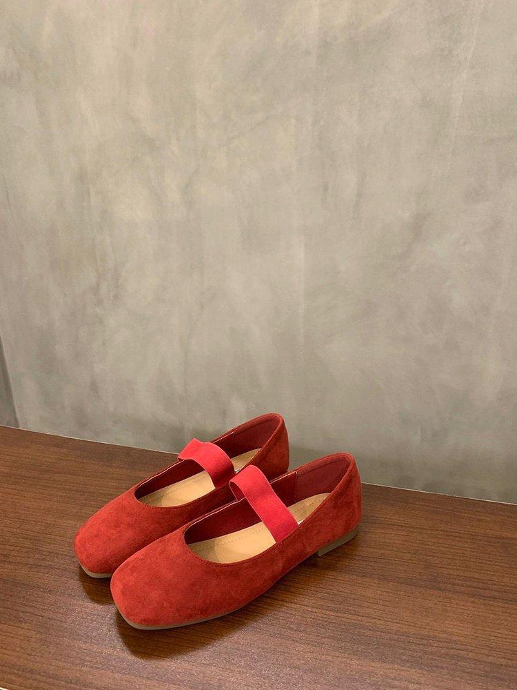 

Ретро маленькие красные туфли на плоской подошве, туфли феи, новинка лета 2025, балетки с юбкой, туфли Мэри Джейн 35