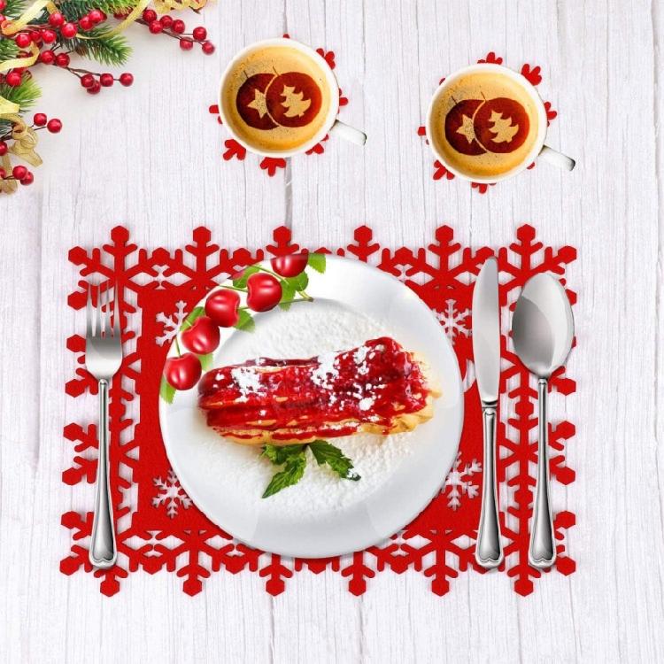 12Pcs Elegant Christmas Placemats Heat Resistant Tableware Mats for Holiday Dining Elegant Holiday Table Decoration