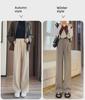 High-Waisted Woolen Wide-Leg Pants for Women: Velvet-Lined, Pleated, Slimming, Apricot Color, Perfect for Autumn & Winter