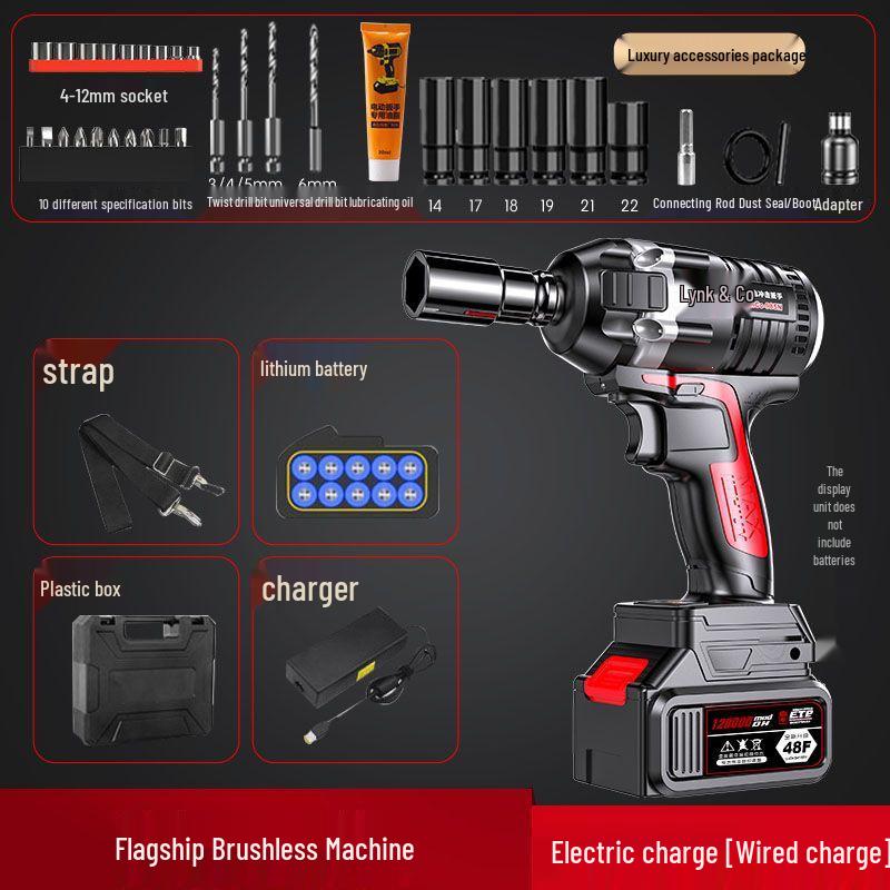Brushless Lithium Electric Impact Wrench: Rechargeable, High-Torque Tool for Scaffolding and Carpentry