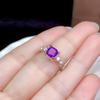 Genuine 925 Sterling Silver Amethyst Jewelry Open Ring For Women Anillos De Bizuteria Wedding Bands Anel Gemstone Females Rings