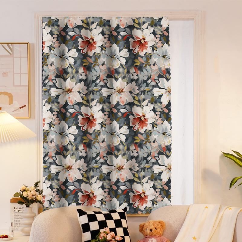 Velcro Curtains, Korean Cartoon Internet Celebrity Rental House Heat Insulation Light Blackout Cloth