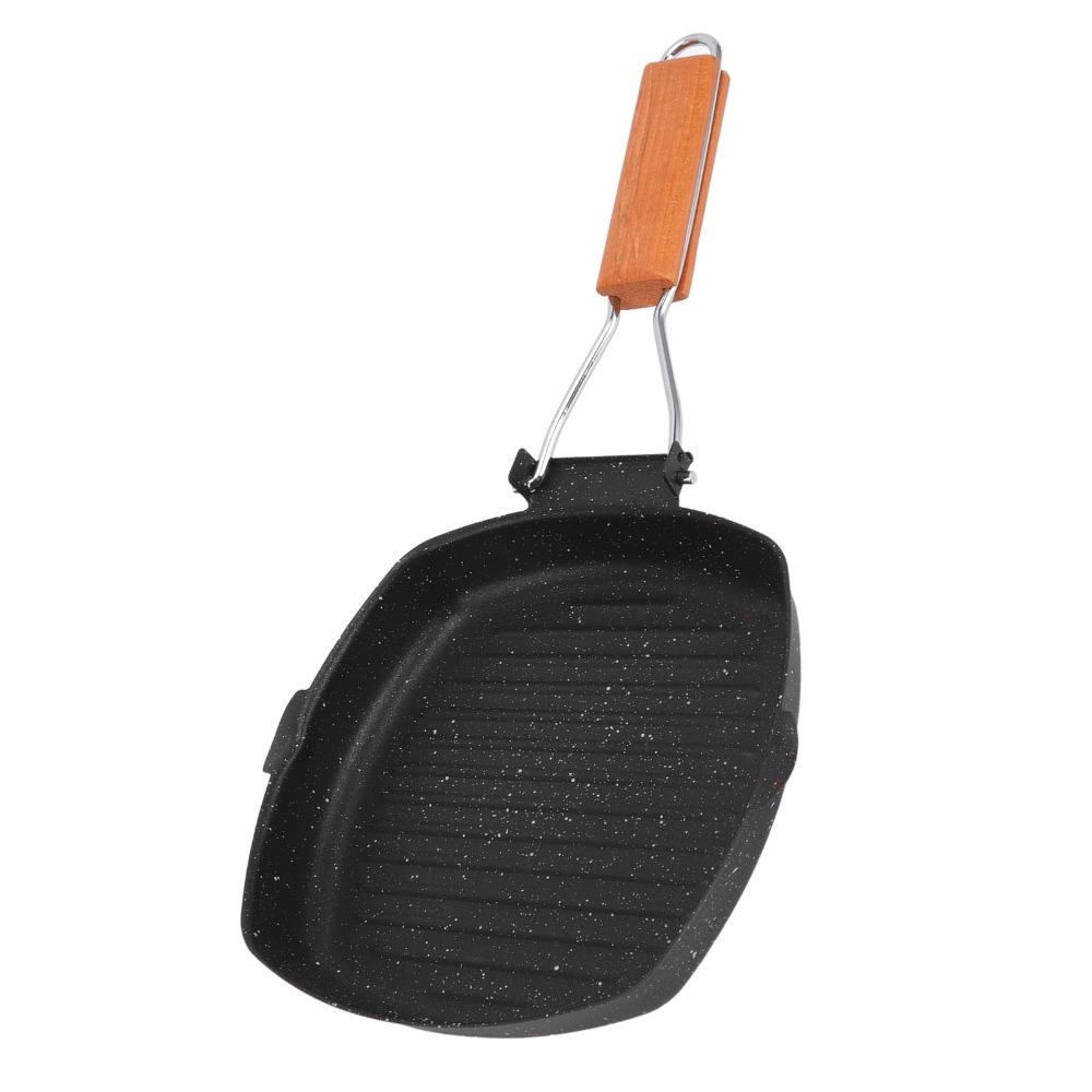 Nonstick Grill Pan Folding Handle Maifan Stone Frying Pan Energy Saving Lightweight Grilling Skillet Camping/Household