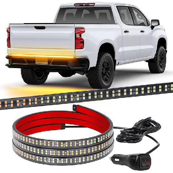 XRIDONSEN 48 Inch Truck Tailgate Strobe Lights Strip Rear Window Lights 288 LED Tail Emergency Light Bar Amber White Flashing Warning Hazard Safety