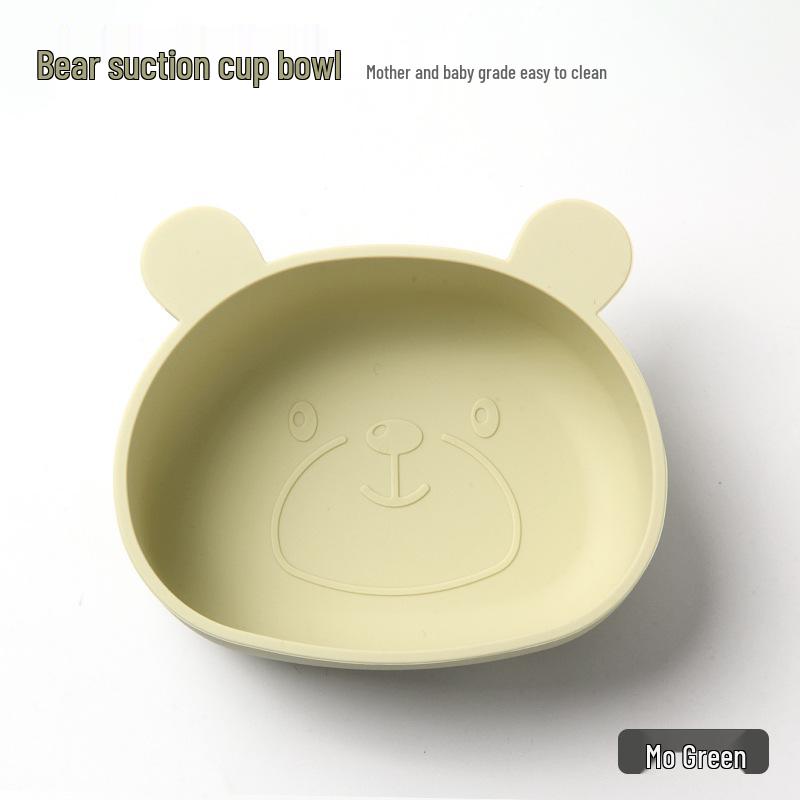 Silicone Bear Suction Baby Plate - Anti-Fall, Compartmented Self-Feeding Bowl