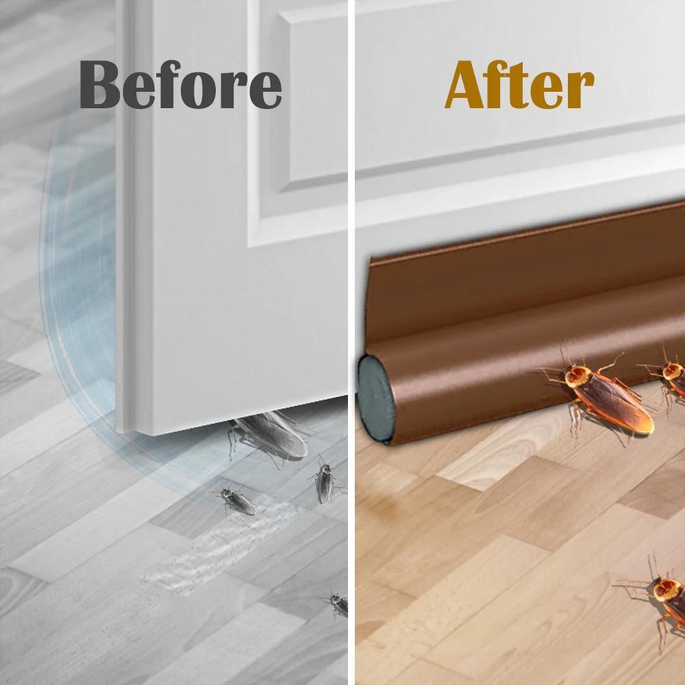 Adjustable Door Bottom Seal Strip Weatherstrip Under Door Draft Stopper Anti-Cold One Side Gap Blocker Foam Weather Strip Adjust