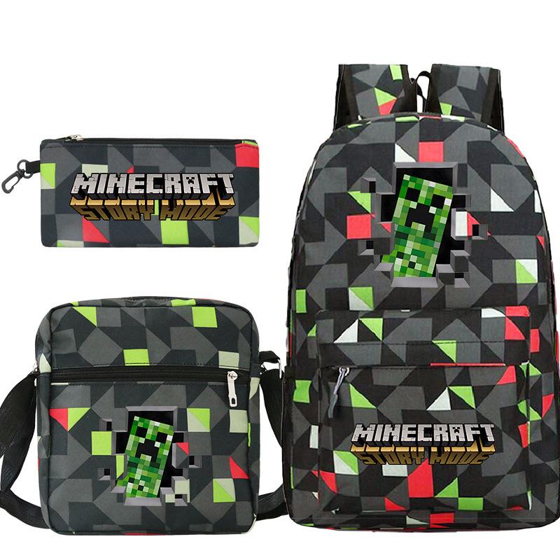 Game Merchandise Print Fashion Children'S Backpack Student Schoolbag Stationery Bag Messenger Bag Three-Piece Set