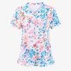 Scrubs Medical Uniforms Woman Fashion Floral Print Dental Nurse Tops V-Neck Short Sleeve Patch Pocket Tees Nurse Uniform Woman