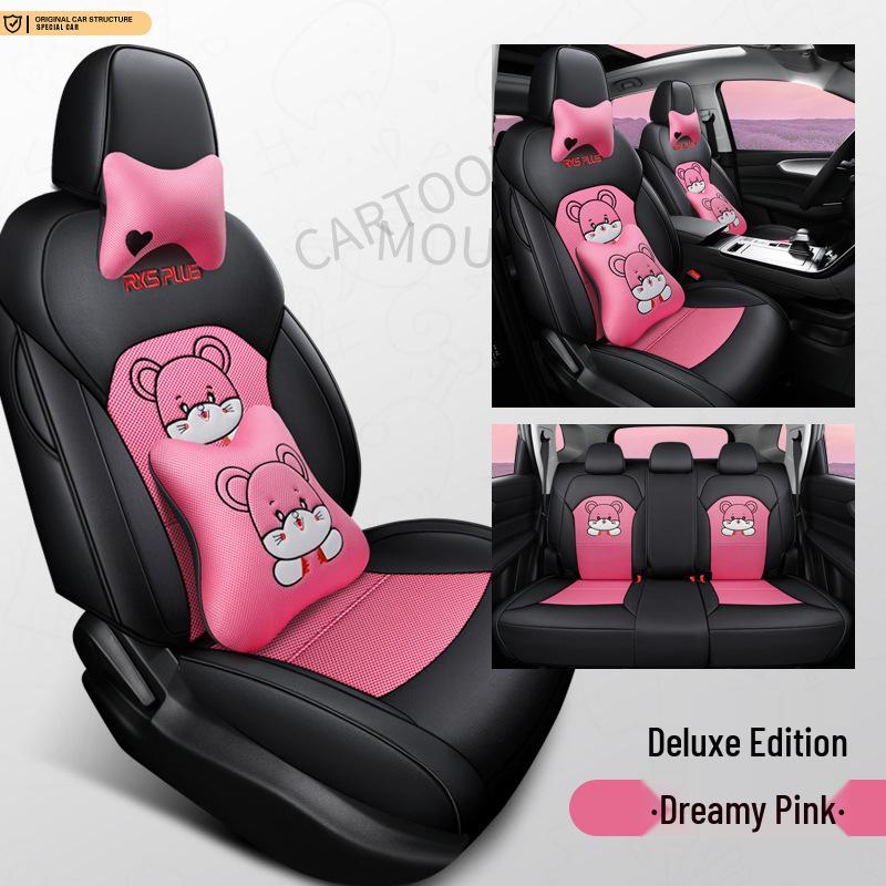 Roewe PLUS All-Season Full Coverage Leather Mesh Fabric Car Seat Cover for Five-Seaters